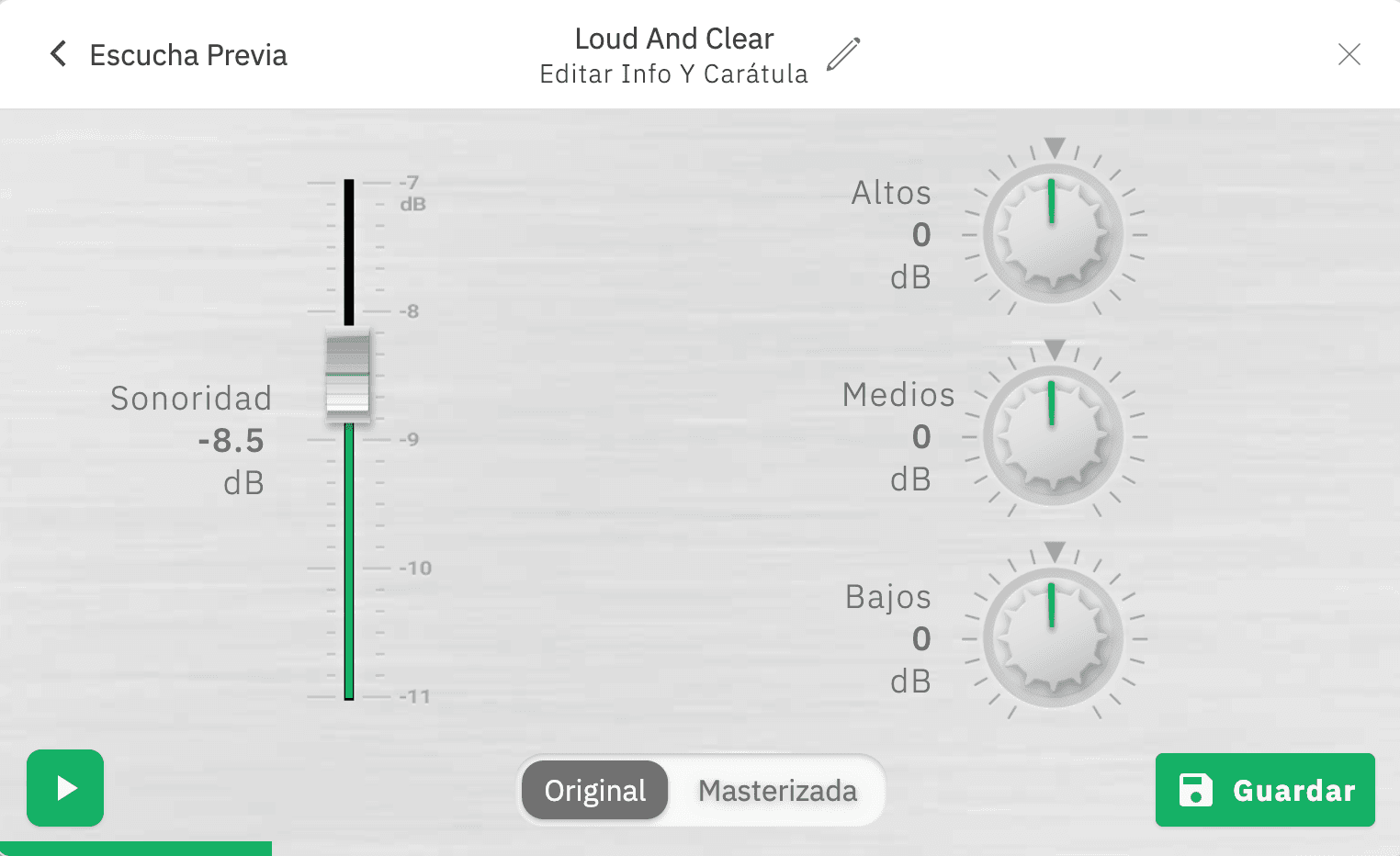 Preview your track before saving your master.