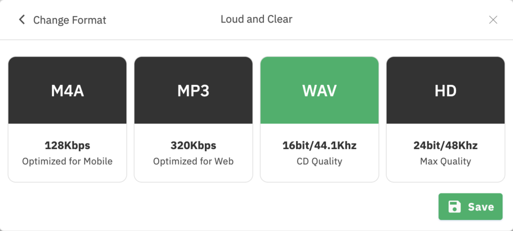 choose the format of your track